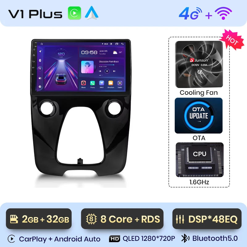 Toyota Aygo / CITROEN C1/ PEUGEOT 108 2014 - 2021 9"  Wireless Android Auto Carplay Radio RDS WIFI BT GPS 4G Car Multimedia AUTMPEGCIT3