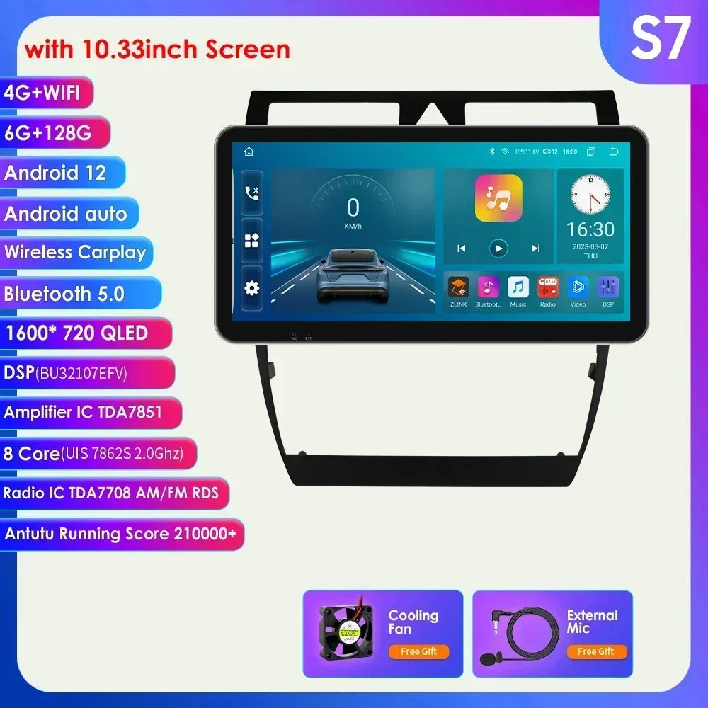 Audi A6 C5 1997-2004 S6 RS6 9" Android 14 Carplay Android auto wireless wifi bt gps 4g  AUTMA9VK