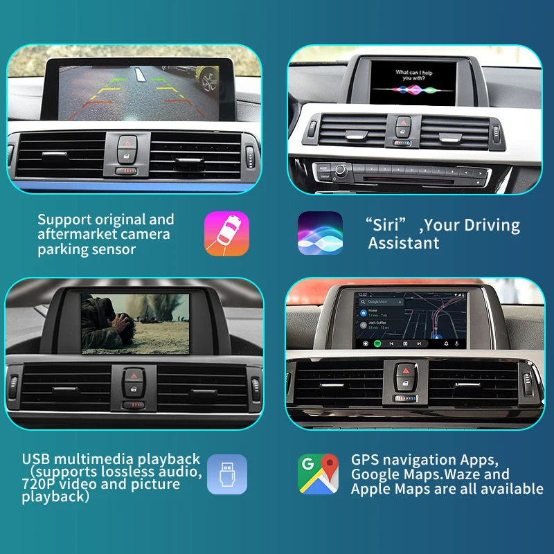 BMW 3 4 Series F30 F31 F32 F33 F34 F35 F36 2012-2020 Wireless CarPlay  Android auto  Mirror Link AirPlay Car Play navigatore AUTMBMWFS