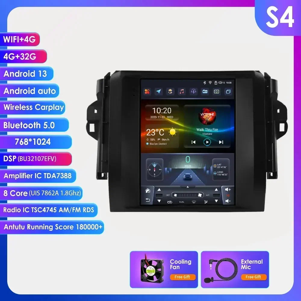 Toyota Fortuner HILUX Revo 2016 -2022  9.7" Android 14 Carplay Android auto wireless wifi bt gps 4g AUTMHXLFT