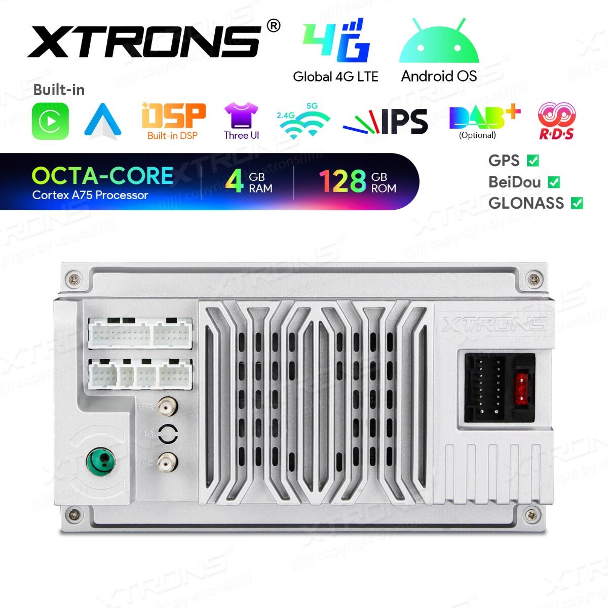 Fiat 500/Abarth 500 (2016-2019) 7 pollici Octa Core 4+128GB Global 4G Carplay Android auto Wireless BT GPS WIFI USB IAH74500FL