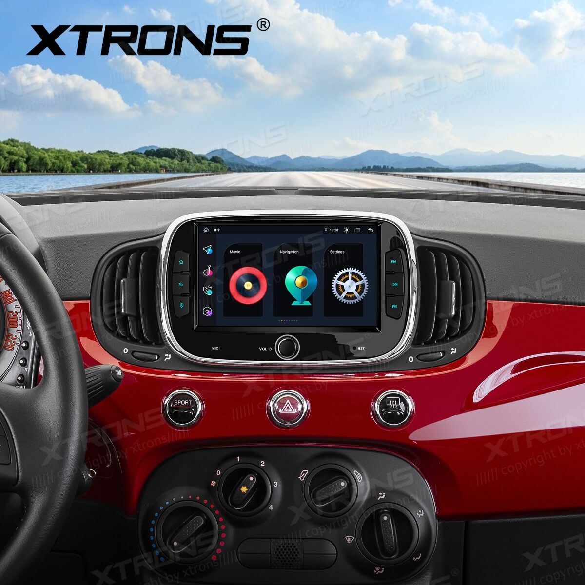 Fiat 500/Abarth 500 (2016-2019) 7 pollici Octa Core 4+128GB Global 4G Carplay Android auto Wireless BT GPS WIFI USB IAH74500FL