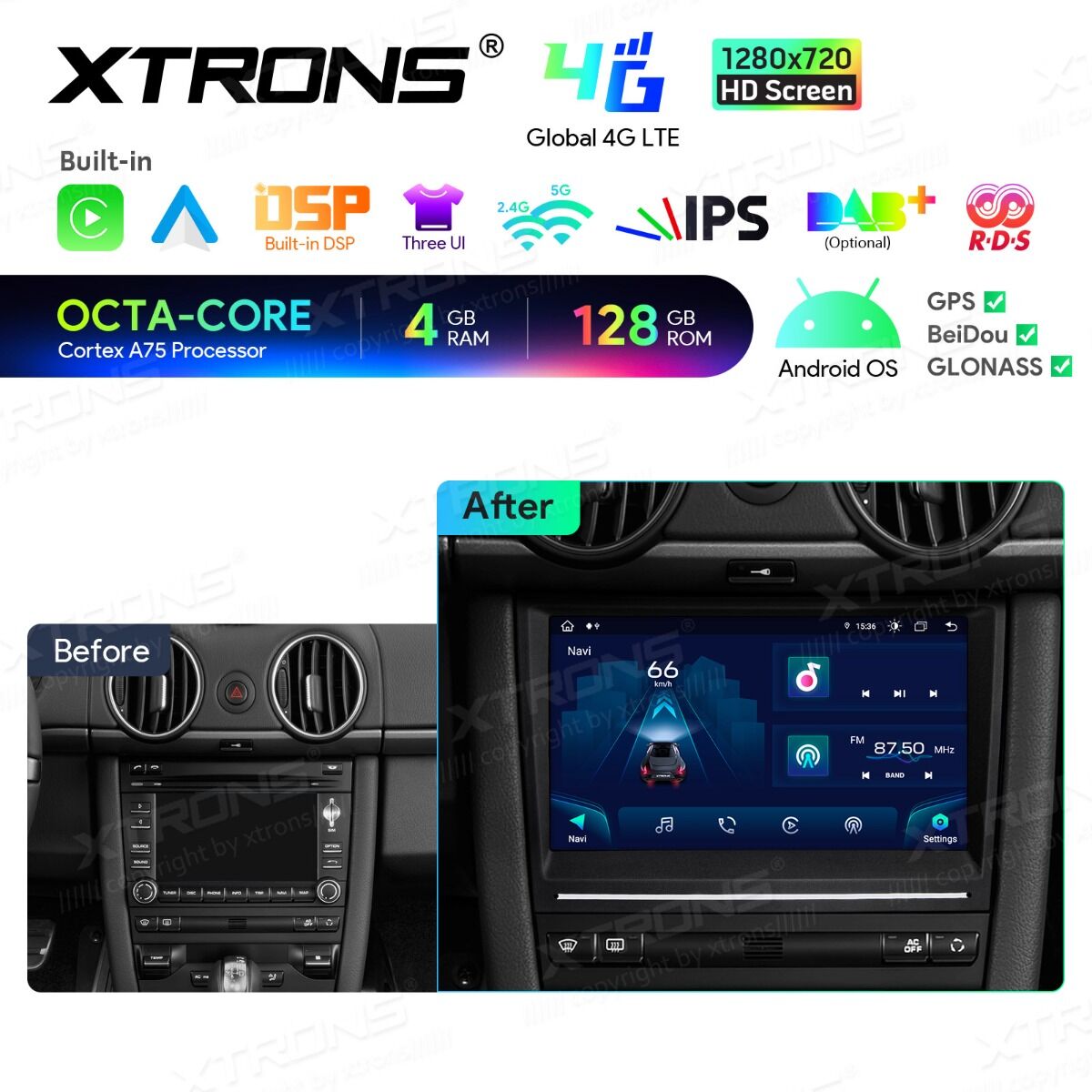Porsche 911 /Cayman /Boxter 2005-2012 8" HD Android 14 Octacore  4/128 GB   Wireless CarPlay Android auto wifi bt GPS Radio IAH84CMPL