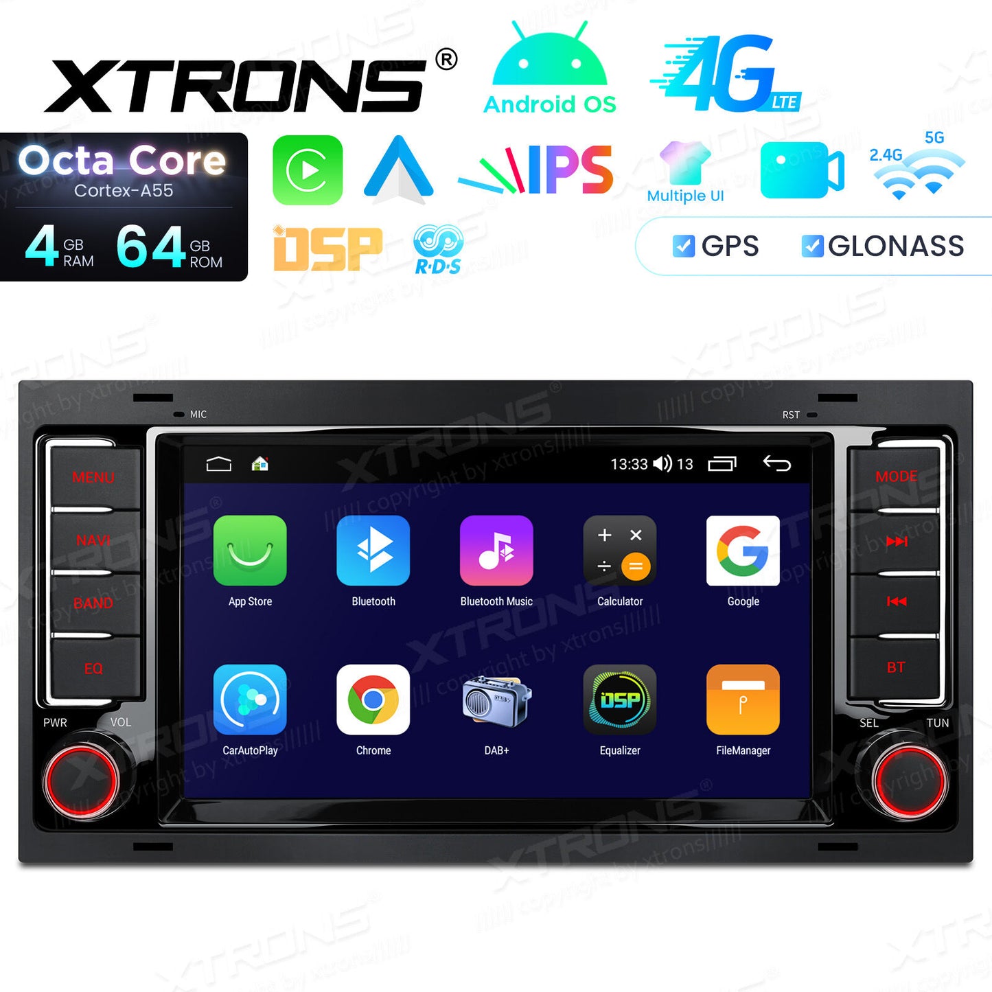 Volkswagen Transporter Touareg 2004-2009 7" Android 14 4/64 GB OCTACORE Carplay Android auto wireless wifi bt gps 4g ID70TRVL
