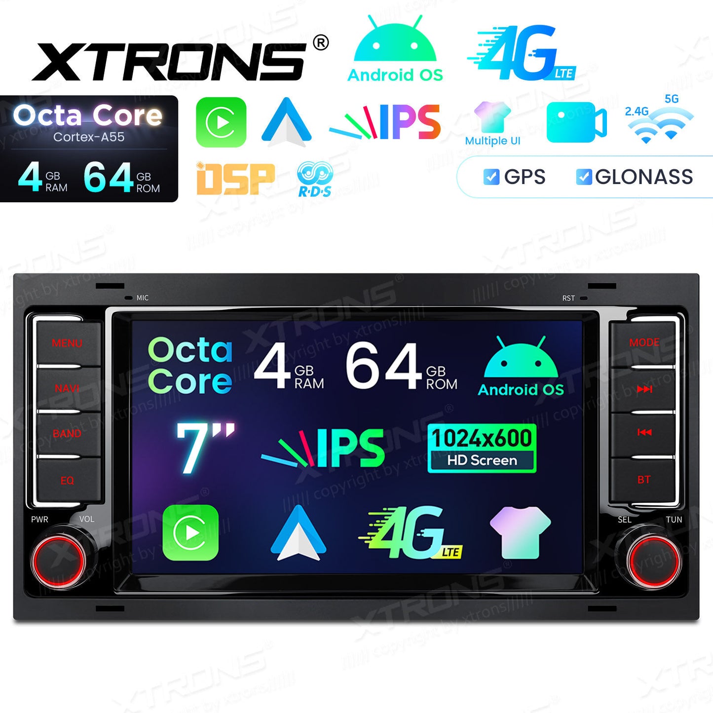 Volkswagen Transporter Touareg 2004-2009 7" Android 14 4/64 GB OCTACORE Carplay Android auto wireless wifi bt gps 4g ID70TRVL