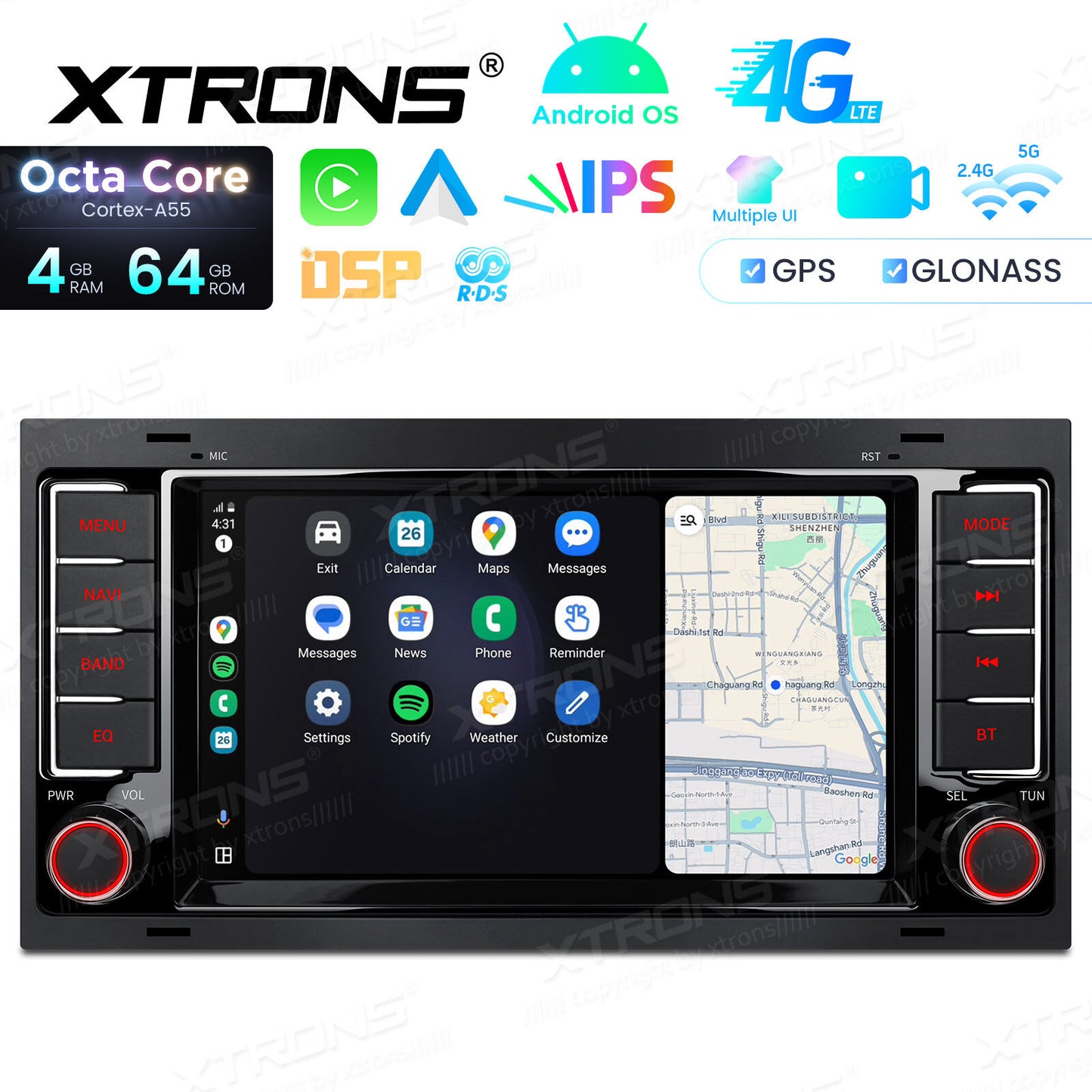 Volkswagen Transporter Touareg 2004-2009 7" Android 14 4/64 GB OCTACORE Carplay Android auto wireless wifi bt gps 4g ID70TRVL