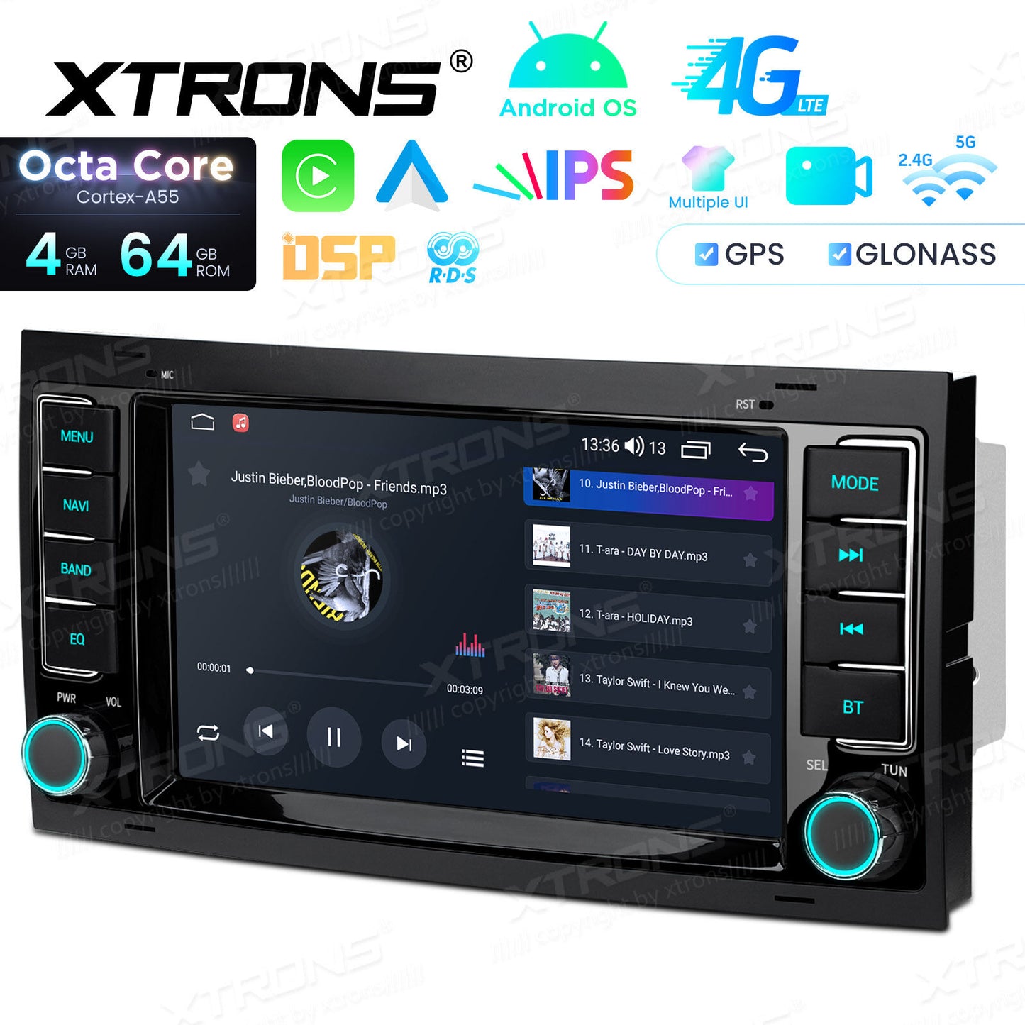 Volkswagen Transporter Touareg 2004-2009 7" Android 14 4/64 GB OCTACORE Carplay Android auto wireless wifi bt gps 4g ID70TRVL