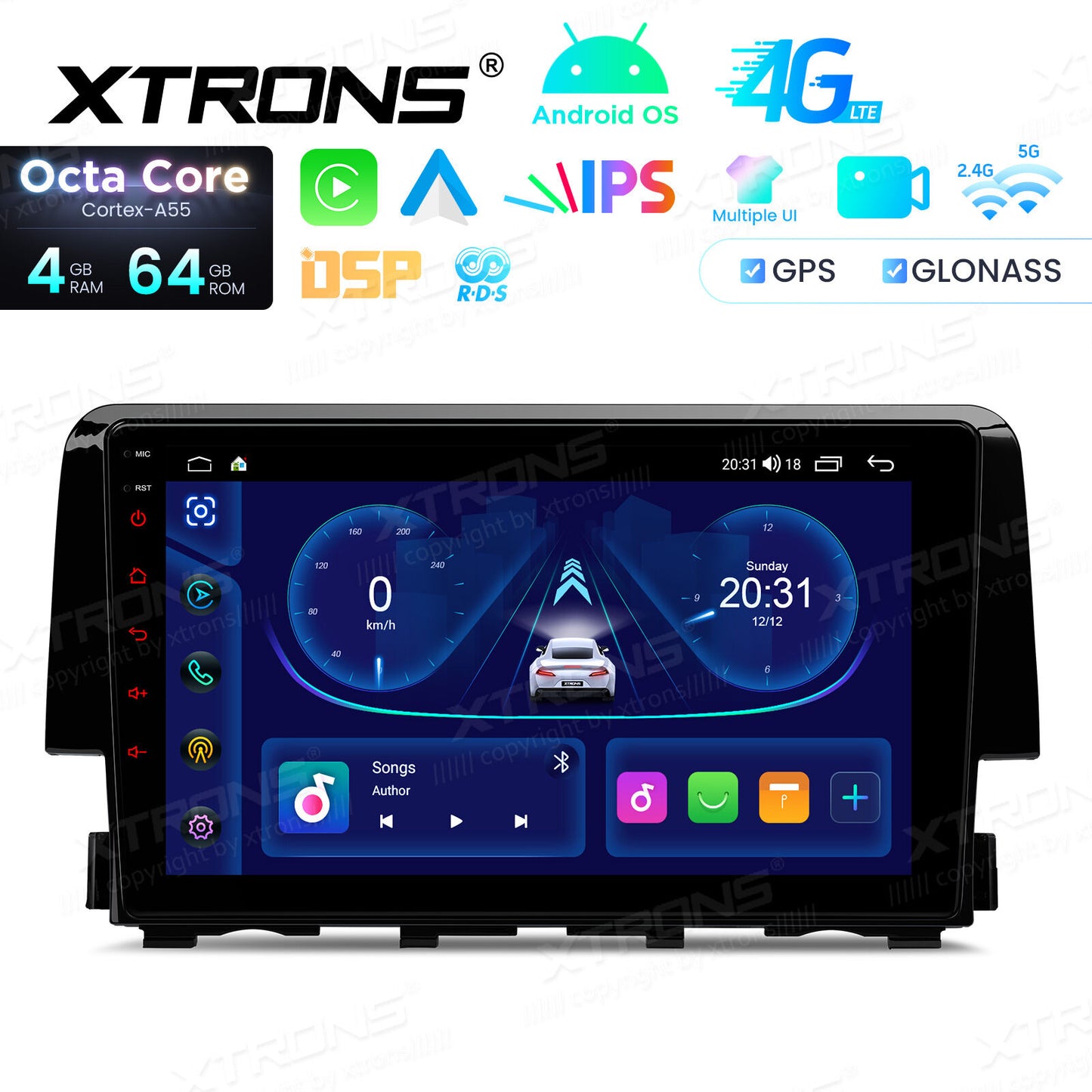 Honda Civic 2015-2022 Sistema operativo Android 14  Octa Core  4 GB di RAM e 64 GB di ROM Carpla Android auto wireless GPS bt Schermo IPS  IDP90CVH