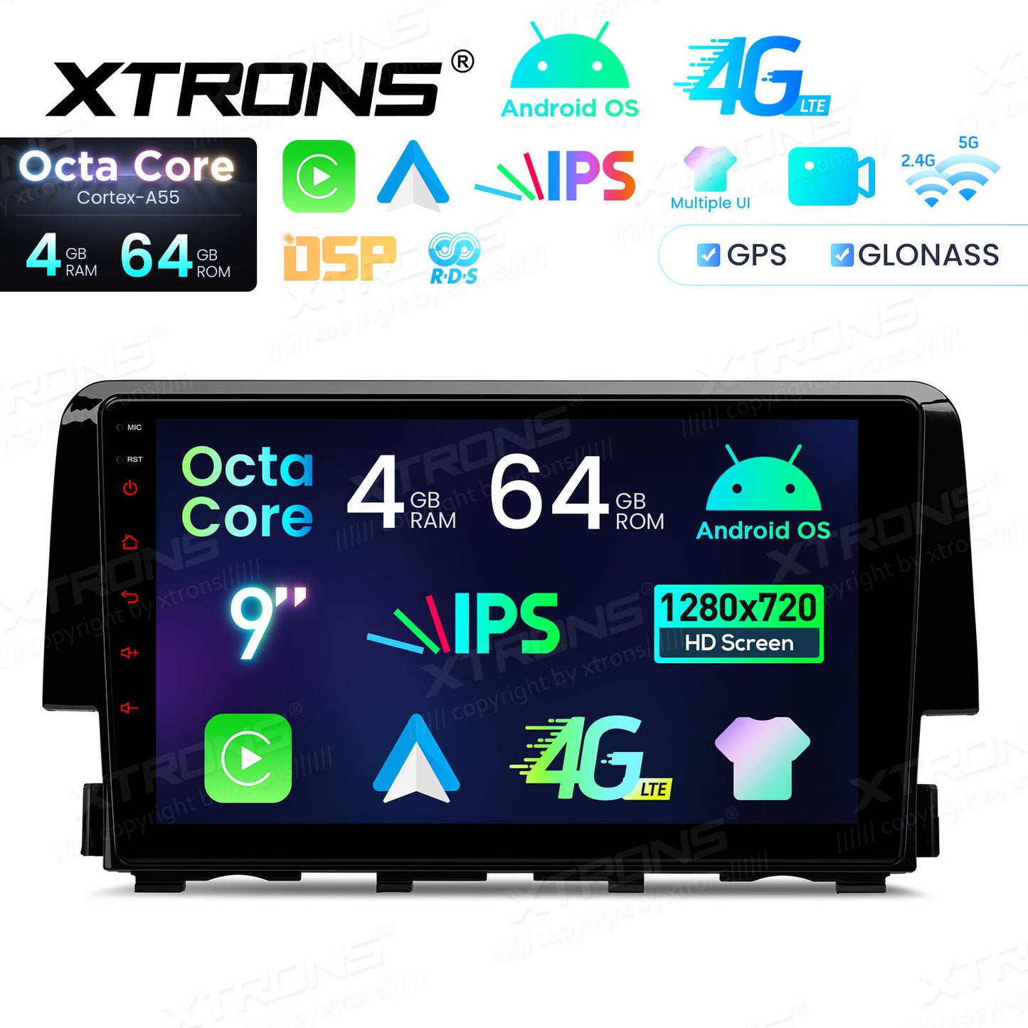 Honda Civic 2015-2022 Sistema operativo Android 14  Octa Core  4 GB di RAM e 64 GB di ROM Carpla Android auto wireless GPS bt Schermo IPS  IDP90CVH