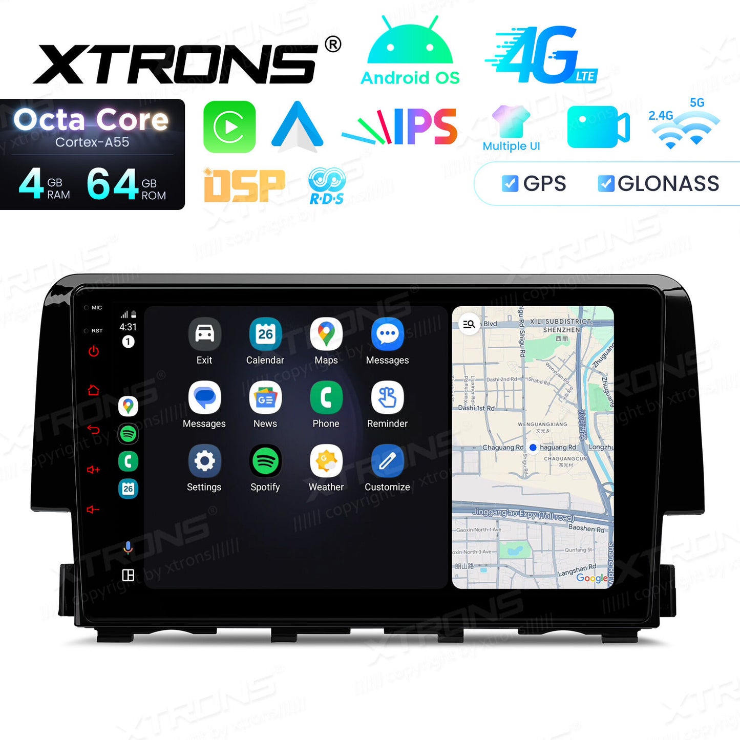 Honda Civic 2015-2022 Sistema operativo Android 14  Octa Core  4 GB di RAM e 64 GB di ROM Carpla Android auto wireless GPS bt Schermo IPS  IDP90CVH