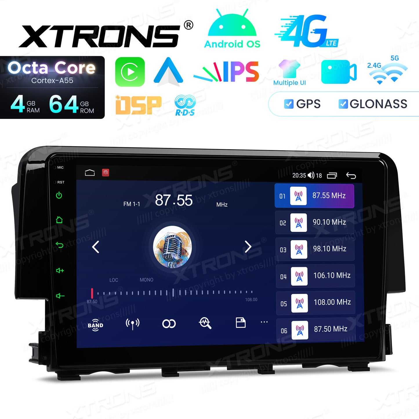Honda Civic 2015-2022 Sistema operativo Android 14  Octa Core  4 GB di RAM e 64 GB di ROM Carpla Android auto wireless GPS bt Schermo IPS  IDP90CVH