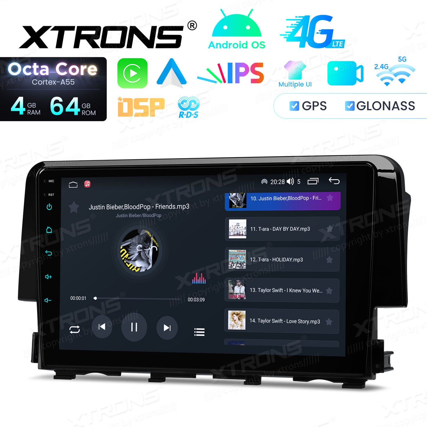 Honda Civic 2015-2022 Sistema operativo Android 14  Octa Core  4 GB di RAM e 64 GB di ROM Carpla Android auto wireless GPS bt Schermo IPS  IDP90CVH