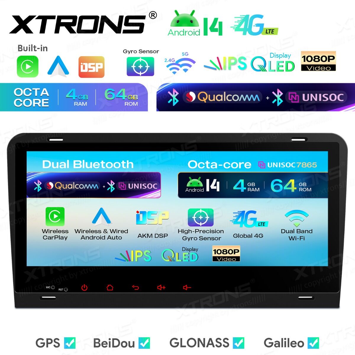Audi A3/S3/RS3 8,8"  Android 14 | 8-Core, 4 GB di RAM, 64 GB di SSD | CarPlay wireless e Android Auto | Doppio Bluetooth e inclinometro | IM84A3AH
