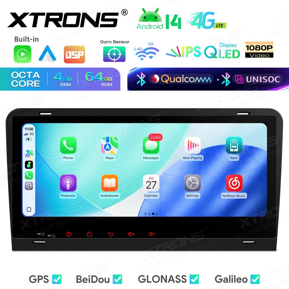 Audi A3/S3/RS3 8,8"  Android 14 | 8-Core, 4 GB di RAM, 64 GB di SSD | CarPlay wireless e Android Auto | Doppio Bluetooth e inclinometro | IM84A3AH