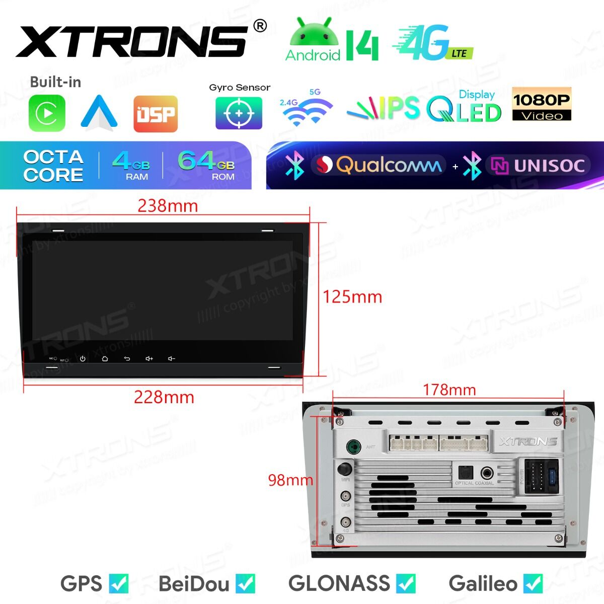 Audi A4/S4/RS4/Seat 2000-2008 8.8″ Android 14 Car Stereo for Audi / SEAT | 8-Core 4GB RAM 64GB SSD | Wireless CarPlay & Android Auto | Dual Bluetooth & Inclinometer | IM84A4AH
