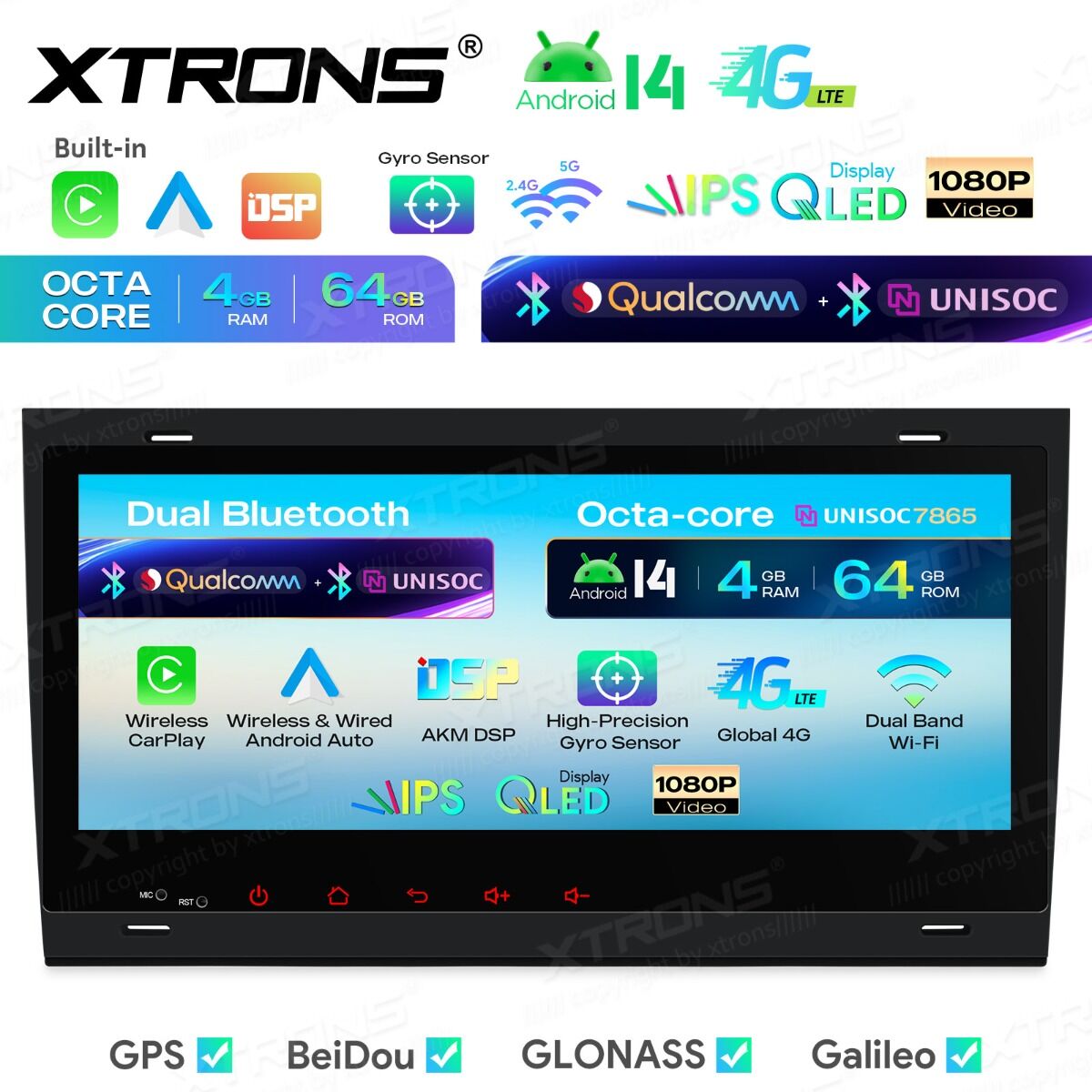 Audi A4/S4/RS4/Seat 2000-2008 8.8″ Android 14 Car Stereo for Audi / SEAT | 8-Core 4GB RAM 64GB SSD | Wireless CarPlay & Android Auto | Dual Bluetooth & Inclinometer | IM84A4AH