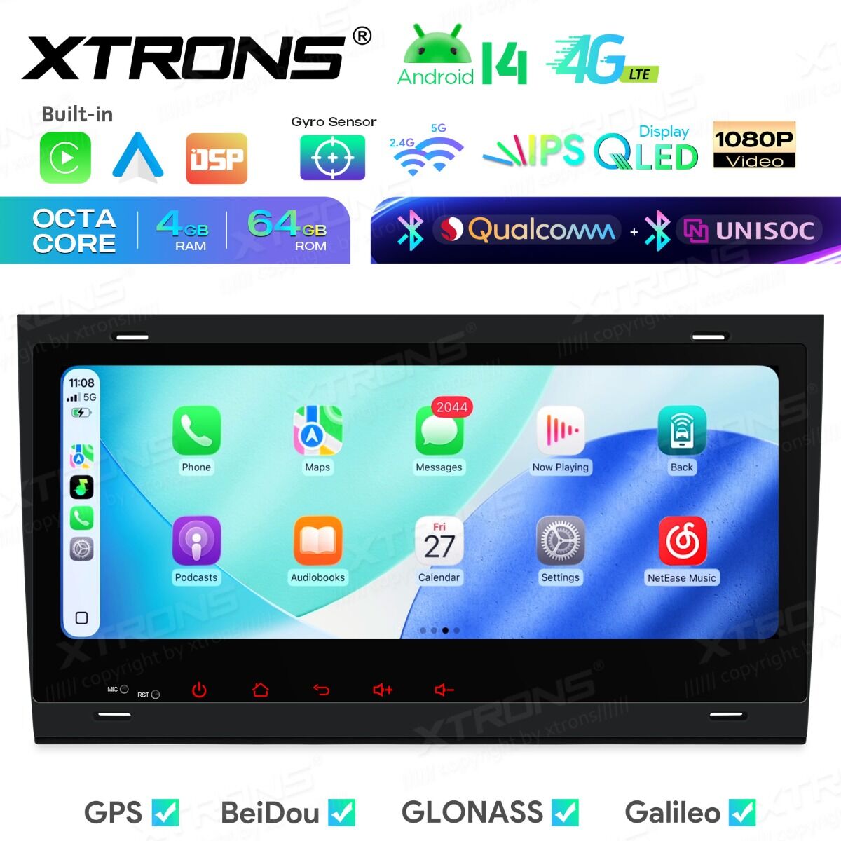 Audi A4/S4/RS4/Seat 2000-2008 8.8″ Android 14 Car Stereo for Audi / SEAT | 8-Core 4GB RAM 64GB SSD | Wireless CarPlay & Android Auto | Dual Bluetooth & Inclinometer | IM84A4AH