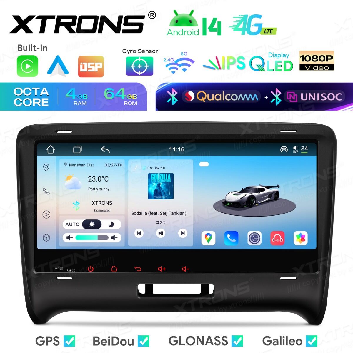 AUDI TT MK2 8J 2006 -2014 7" Android 14 Carplay Android auto wireless wifi bt gps 4g IM84TTAH