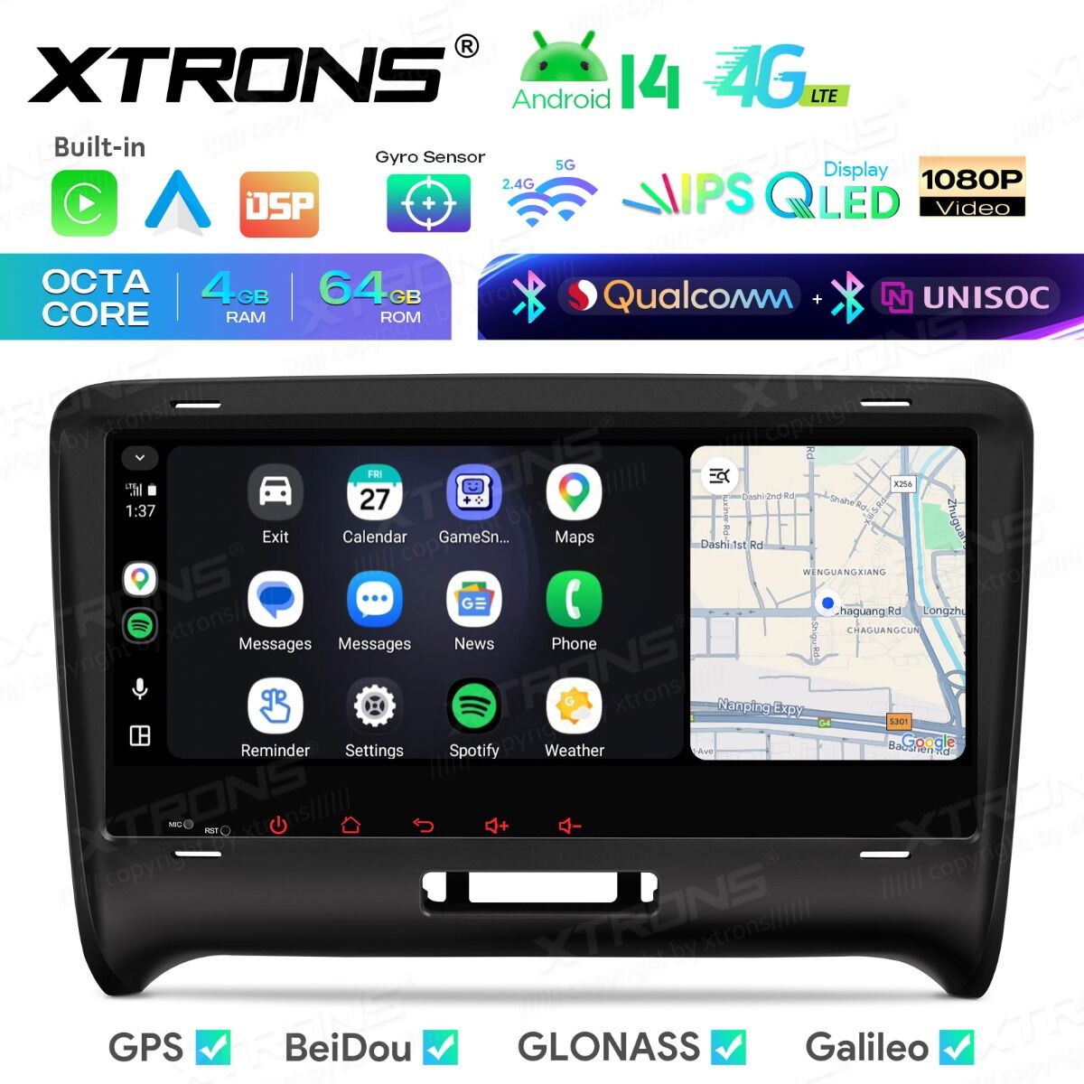 AUDI TT MK2 8J 2006 -2014 7" Android 14 Carplay Android auto wireless wifi bt gps 4g IM84TTAH