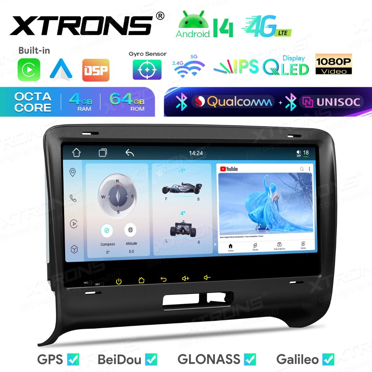 AUDI TT MK2 8J 2006 -2014 7" Android 14 Carplay Android auto wireless wifi bt gps 4g IM84TTAH