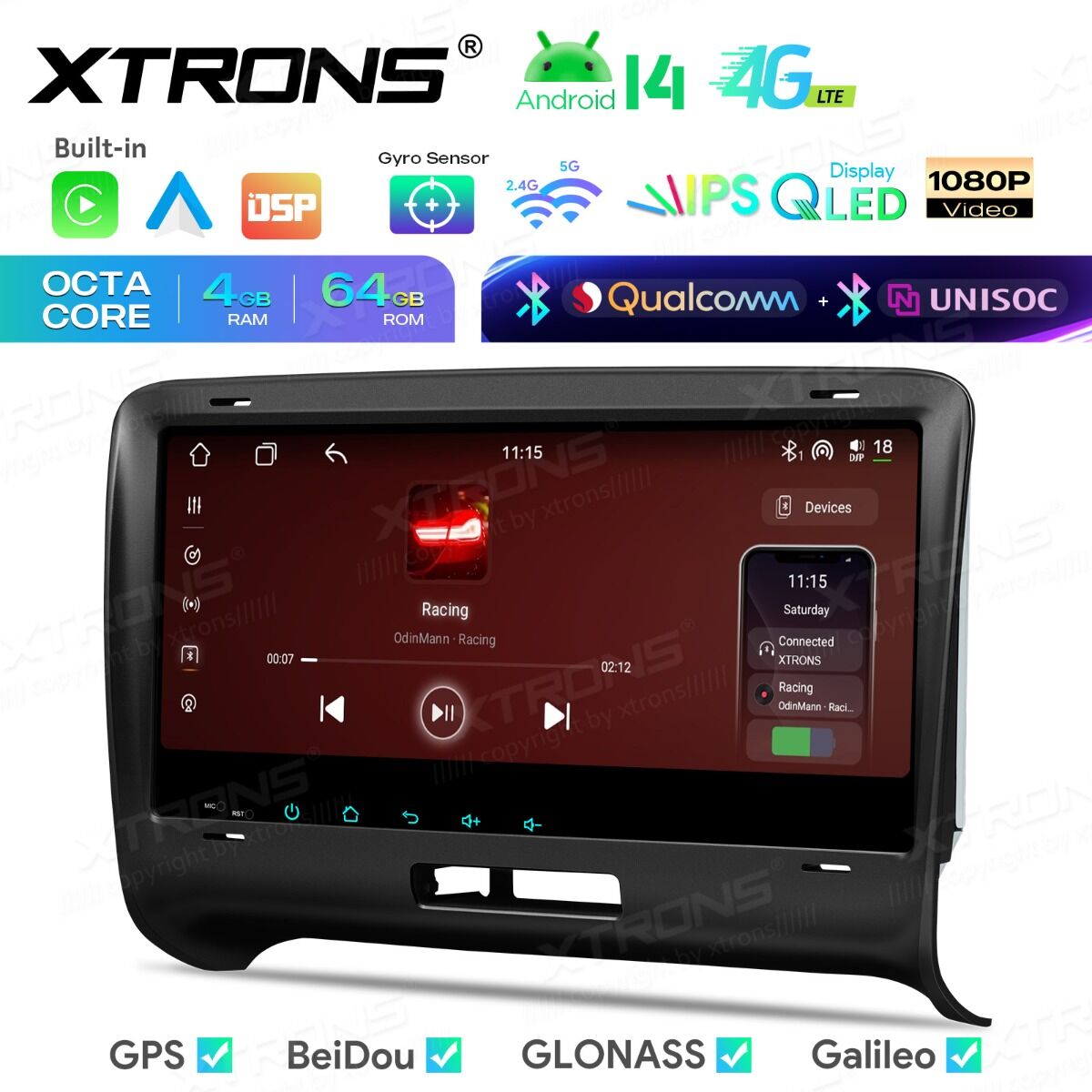 AUDI TT MK2 8J 2006 -2014 7" Android 14 Carplay Android auto wireless wifi bt gps 4g IM84TTAH