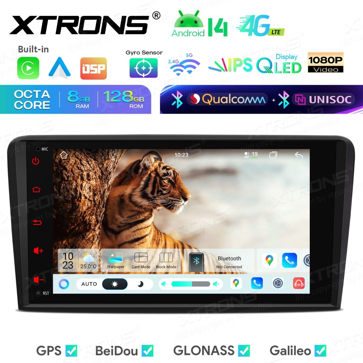 Audi A3/S3/RS3 8,8" Android 14  8-Core, 8 GB di RAM,128 GB di SSD  CarPlay wireless e Android Auto  Doppio Bluetooth e inclinometro IMH84A3AL