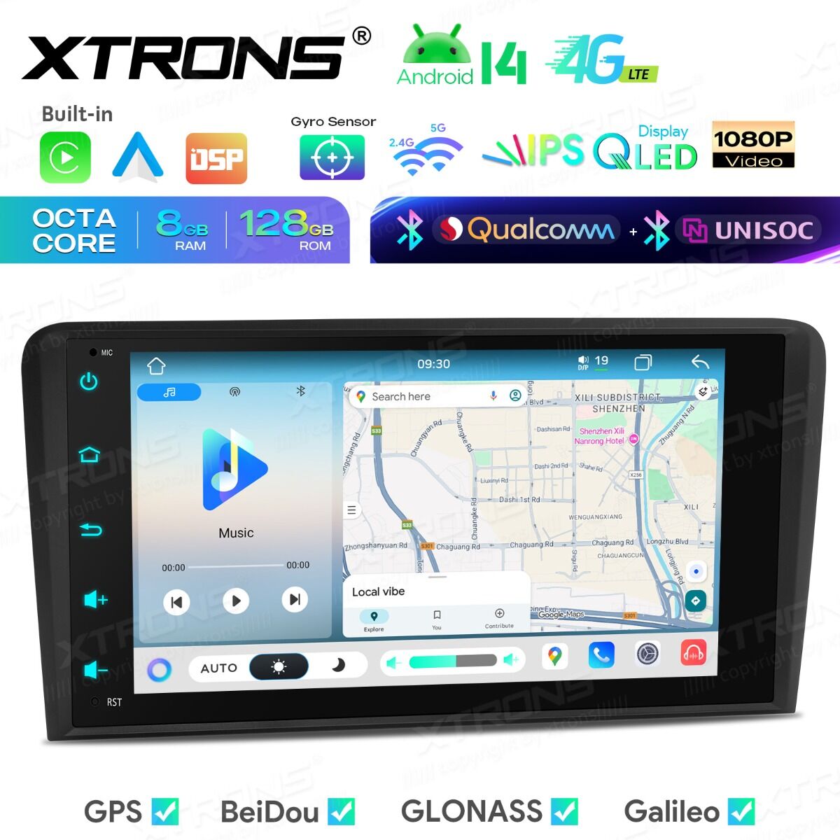 Audi A3/S3/RS3 8,8" Android 14  8-Core, 8 GB di RAM,128 GB di SSD  CarPlay wireless e Android Auto  Doppio Bluetooth e inclinometro IMH84A3AL