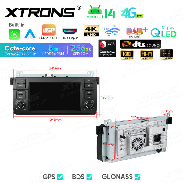 BMW E46 M3/ Rover 75/ MG ZT 7" Android 14 8/256 gb octacore Car Radio DVD Player 4G DSP CarPlay Android Auto wireless  IQ7446BL