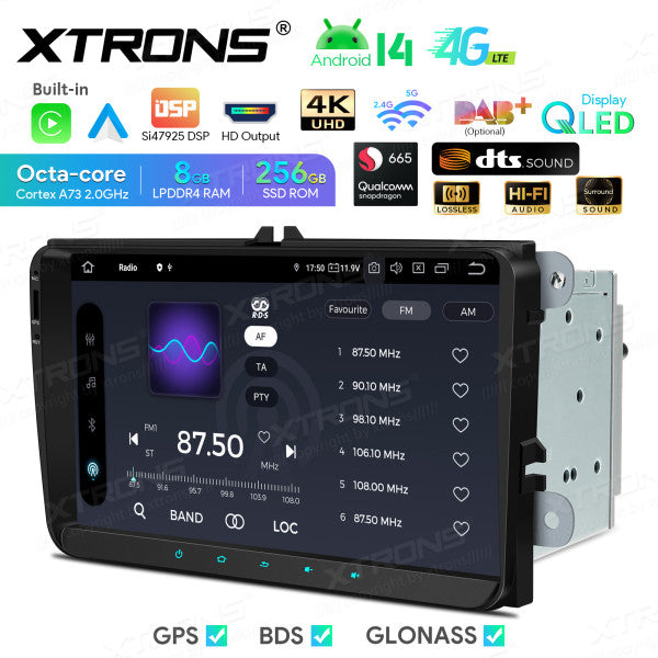 Volkswagen Skoda Seat 9" Android 14 Qualcomm 8+256GB Car Radio RDS WIFI GPS BT  HD IPS Carplay Android auto 4G LTE IQ94MTVP