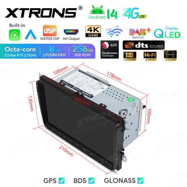 Volkswagen Skoda Seat 9" Android 14 Qualcomm 8+256GB Car Radio RDS WIFI GPS BT  HD IPS Carplay Android auto 4G LTE IQ94MTVP