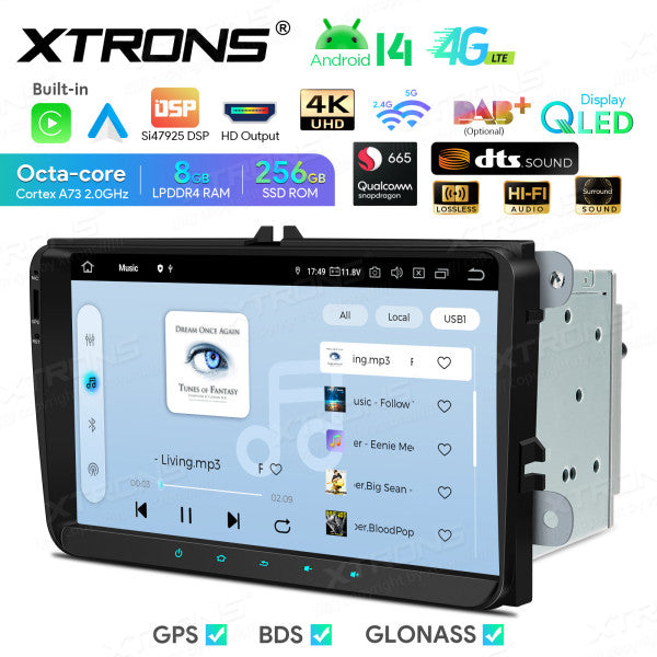Volkswagen Skoda Seat 9" Android 14 Qualcomm 8+256GB Car Radio RDS WIFI GPS BT  HD IPS Carplay Android auto 4G LTE IQ94MTVP