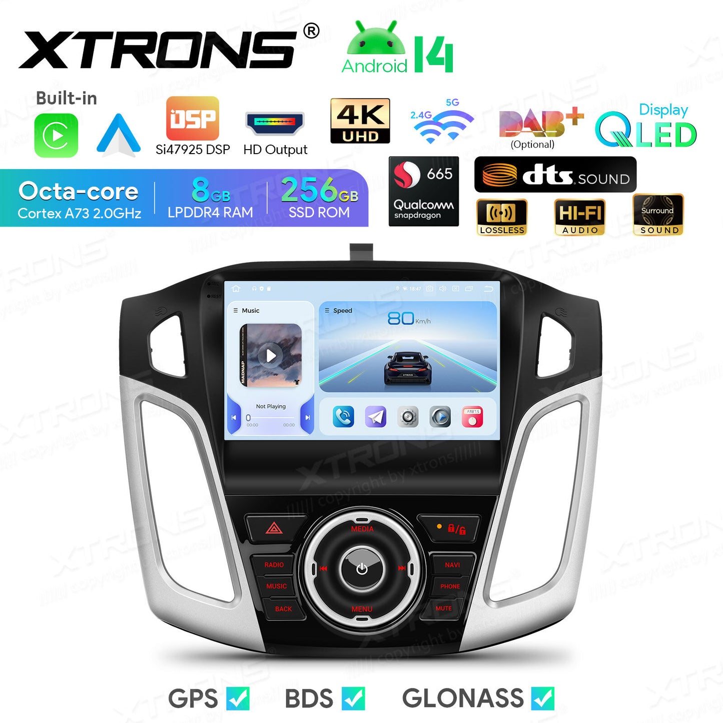 Ford Focus 3 Mk 3 2011 - 2019 9" Android 14 8/256 GB RAM OCTACORE Carplay Android auto wireless wifi bt gps 4g IQP94FSFP