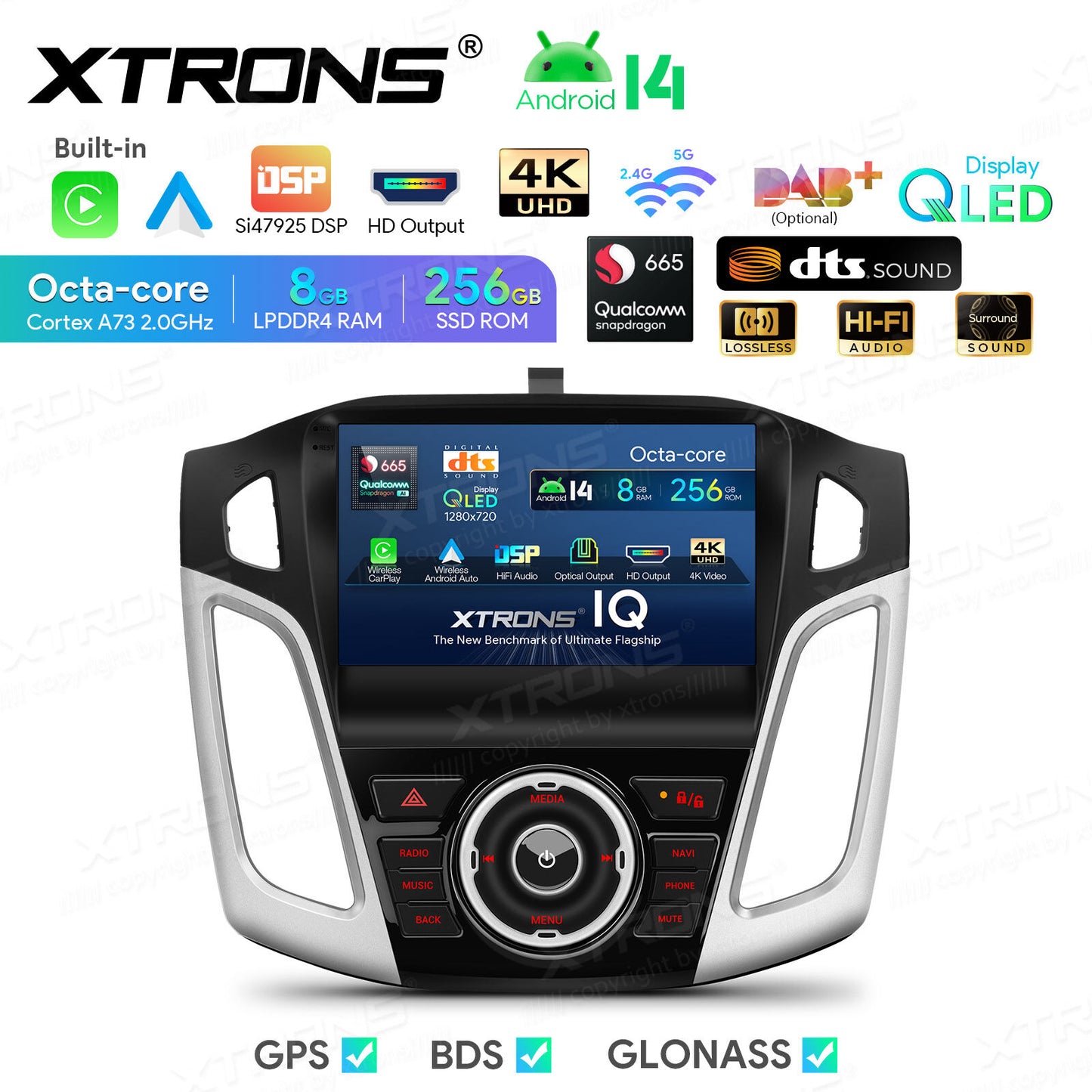 Ford Focus 3 Mk 3 2011 - 2019 9" Android 14 8/256 GB RAM OCTACORE Carplay Android auto wireless wifi bt gps 4g IQP94FSFP
