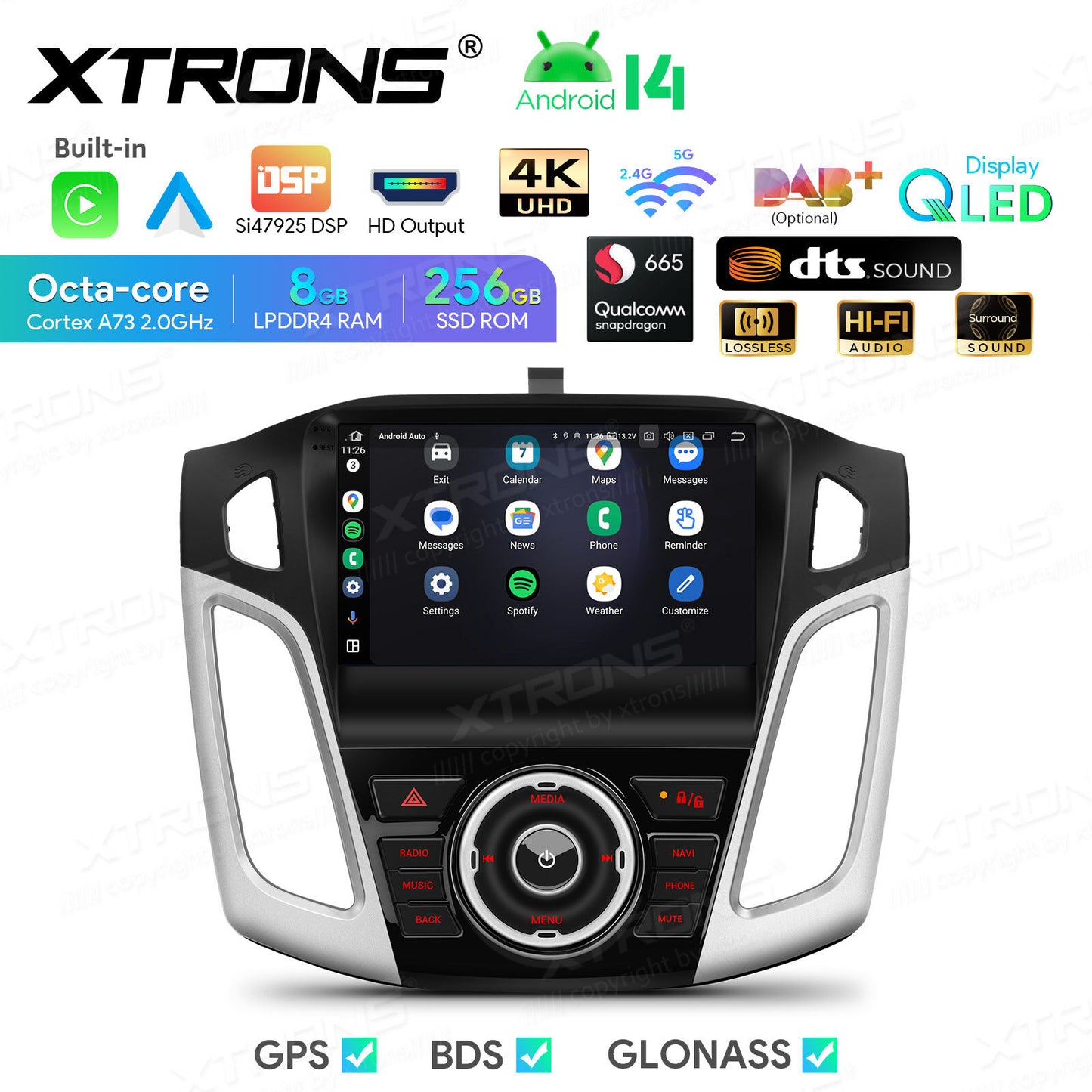 Ford Focus 3 Mk 3 2011 - 2019 9" Android 14 8/256 GB RAM OCTACORE Carplay Android auto wireless wifi bt gps 4g IQP94FSFP