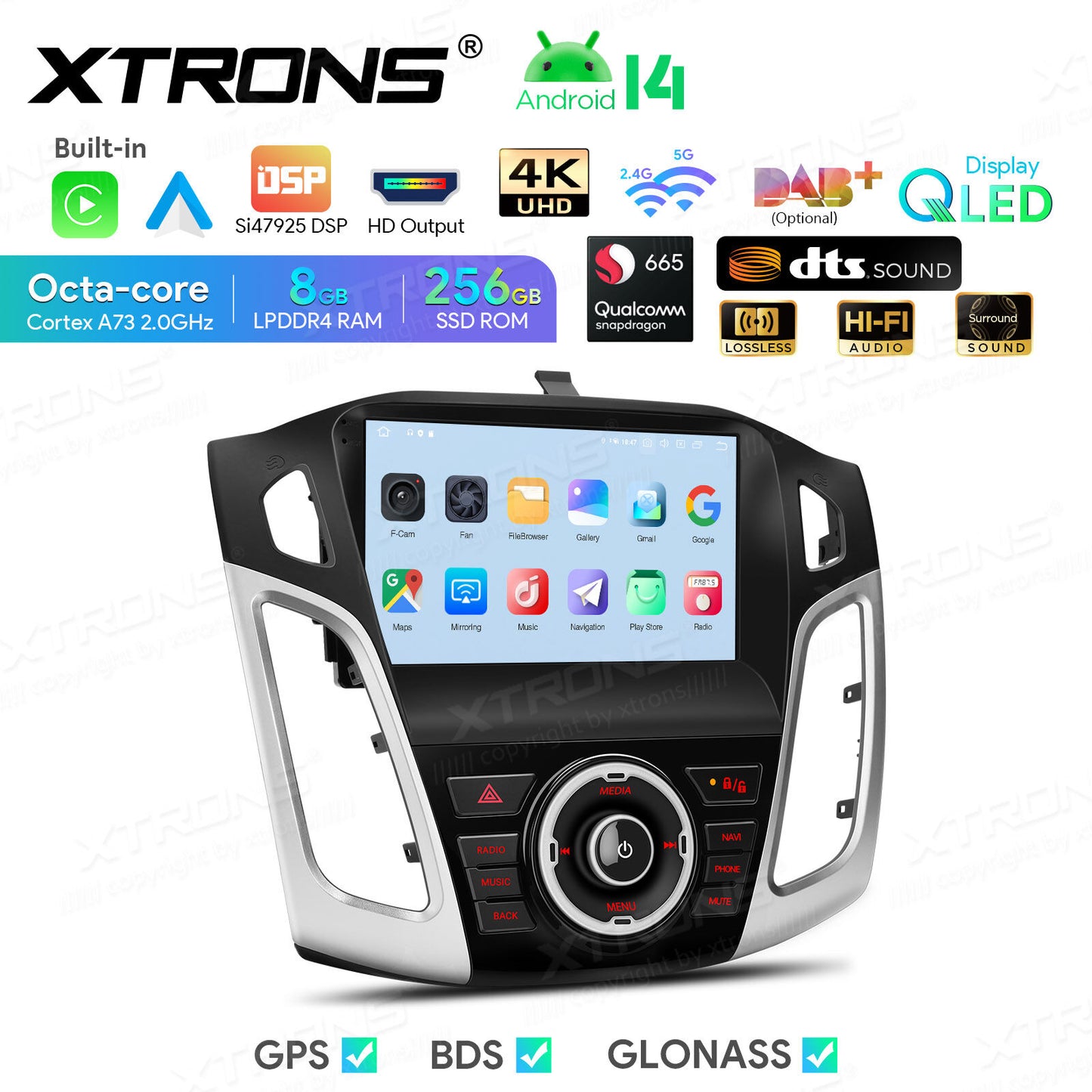 Ford Focus 3 Mk 3 2011 - 2019 9" Android 14 8/256 GB RAM OCTACORE Carplay Android auto wireless wifi bt gps 4g IQP94FSFP