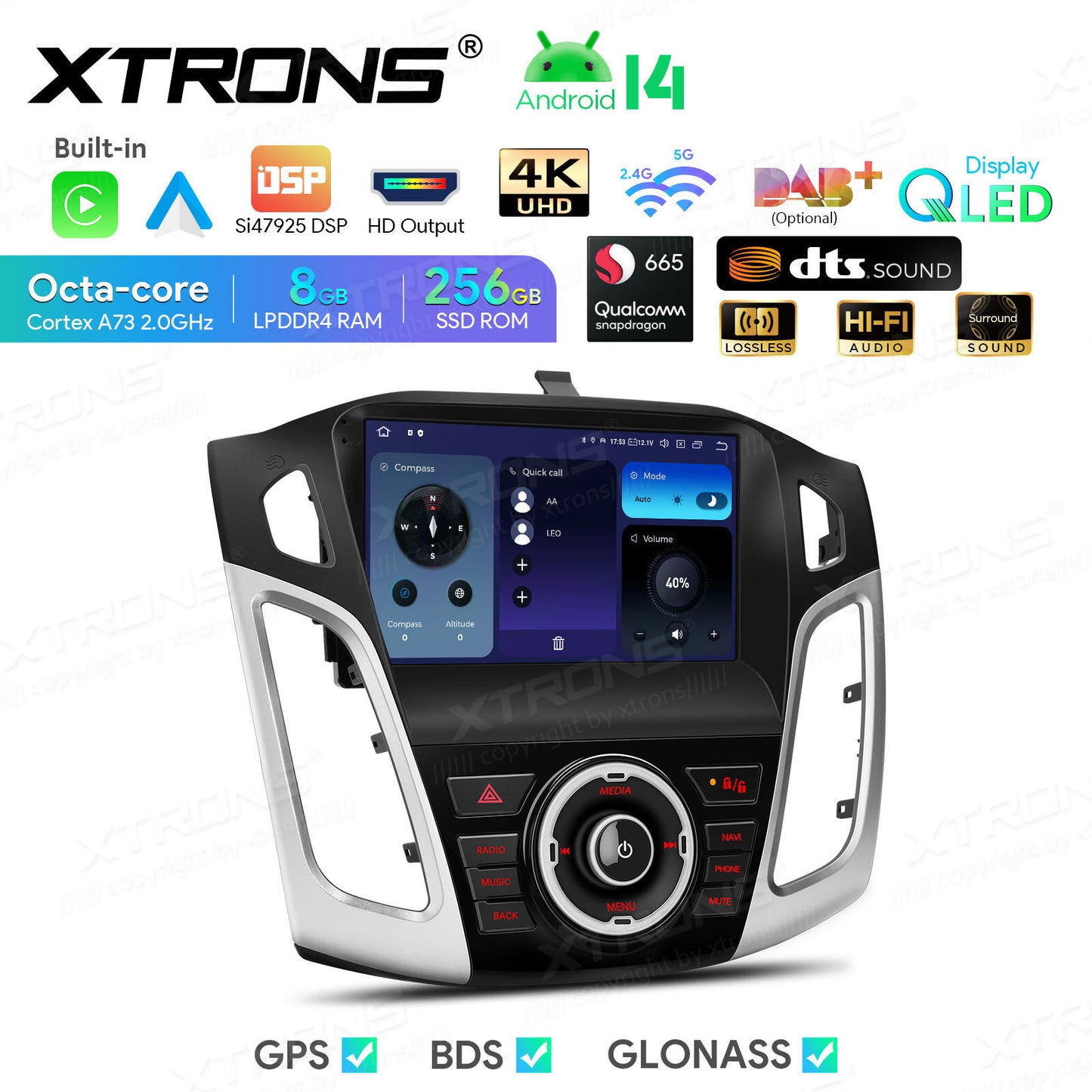 Ford Focus 3 Mk 3 2011 - 2019 9" Android 14 8/256 GB RAM OCTACORE Carplay Android auto wireless wifi bt gps 4g IQP94FSFP