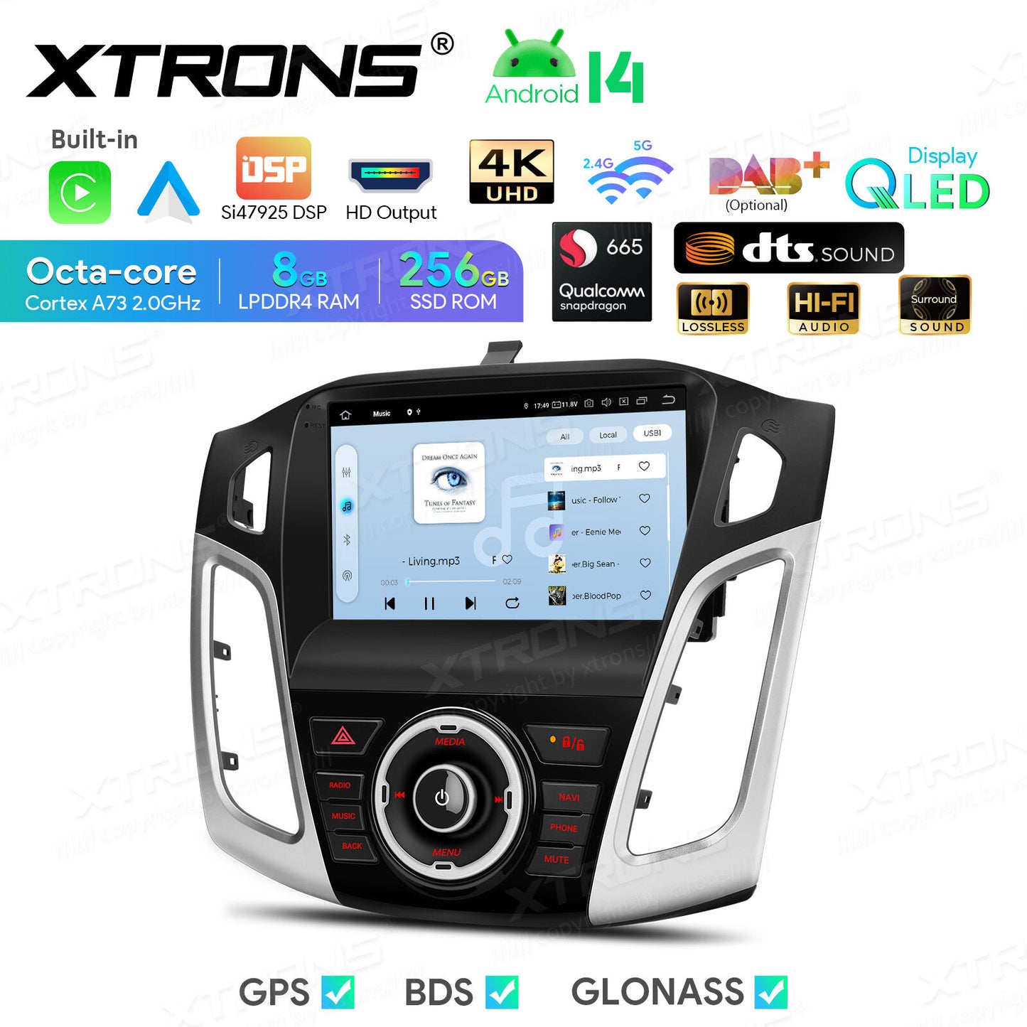 Ford Focus 3 Mk 3 2011 - 2019 9" Android 14 8/256 GB RAM OCTACORE Carplay Android auto wireless wifi bt gps 4g IQP94FSFP