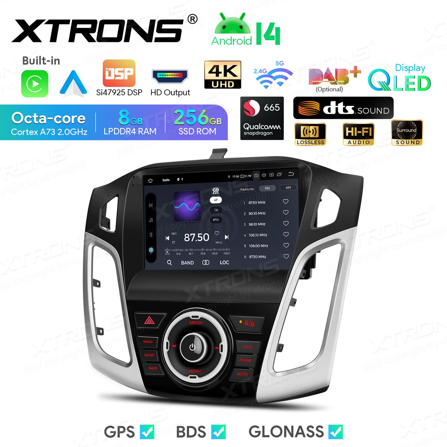 Ford Focus 3 Mk 3 2011 - 2019 9" Android 14 8/256 GB RAM OCTACORE Carplay Android auto wireless wifi bt gps 4g IQP94FSFP