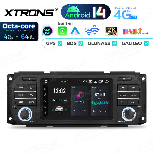 Jeep Dodge Chrysler 5" Android 14 Octa-core 4/64 GB Carplay Android auto wireless wifi GPS BT USB PX54WRJLGS