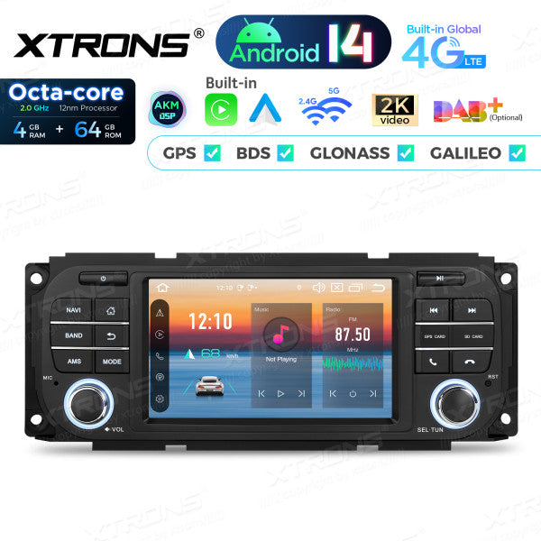 Jeep Dodge Chrysler 5" Android 14 Octa-core 4/64 GB Carplay Android auto wireless wifi GPS BT USB PX54WRJLGS