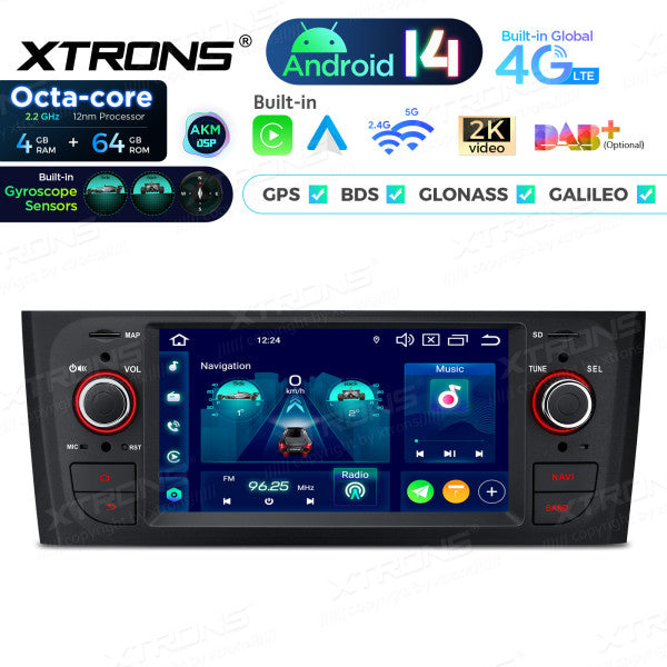 Fiat Grande Punto 2007-2012 6,1"  Android 14 CarPlay Android Auto Radio RDS WIFI GPS BT PX64PTFLGS