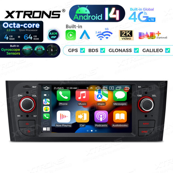 Fiat Grande Punto 2007-2012 6,1"  Android 14 CarPlay Android Auto Radio RDS WIFI GPS BT PX64PTFLGS