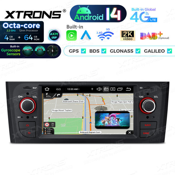 Fiat Grande Punto 2007-2012 6,1"  Android 14 CarPlay Android Auto Radio RDS WIFI GPS BT PX64PTFLGS