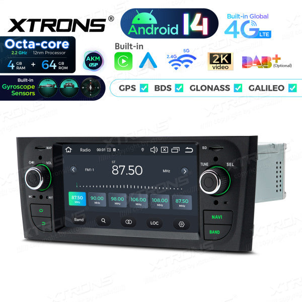Fiat Grande Punto 2007-2012 6,1"  Android 14 CarPlay Android Auto Radio RDS WIFI GPS BT PX64PTFLGS