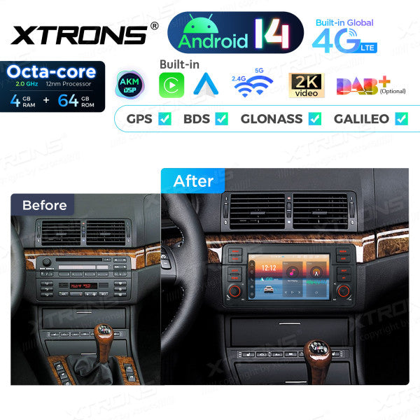 BMW E46 M3/ Rover 75/ MG ZT 7" Android 14 4/64gb octacore Car Radio DVD Player 4G DSP CarPlay Android Auto wireless  PX7446BL