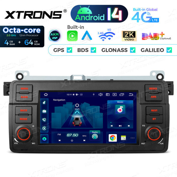 BMW E46 M3/ Rover 75/ MG ZT 7" Android 14 4/64gb octacore Car Radio DVD Player 4G DSP CarPlay Android Auto wireless  PX7446BL
