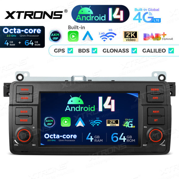 BMW E46 M3/ Rover 75/ MG ZT 7" Android 14 4/64gb octacore Car Radio DVD Player 4G DSP CarPlay Android Auto wireless  PX7446BL