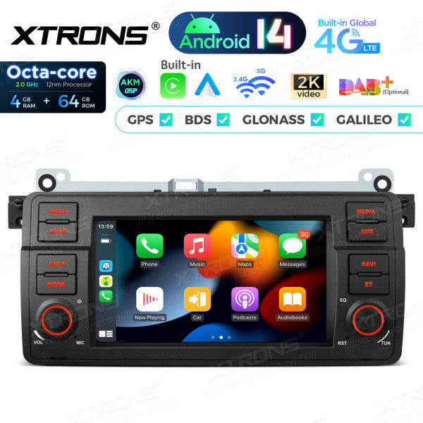 BMW E46 M3/ Rover 75/ MG ZT 7" Android 14 4/64gb octacore Car Radio DVD Player 4G DSP CarPlay Android Auto wireless  PX7446BL