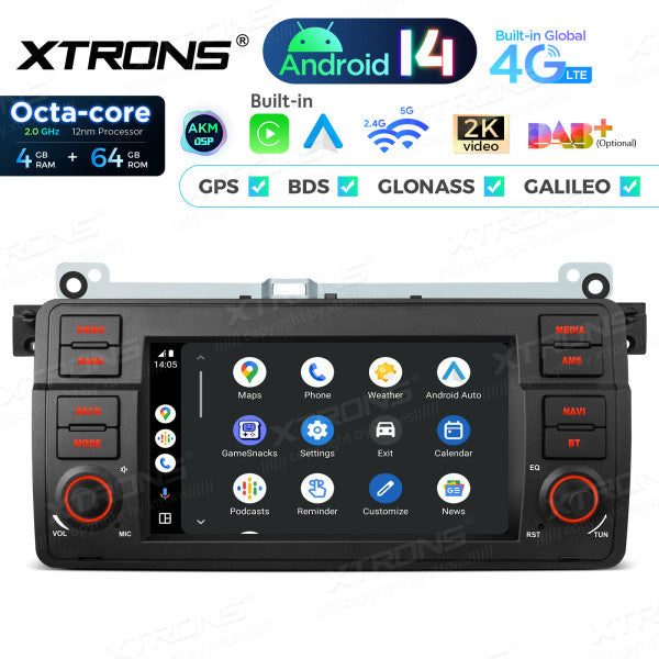 BMW E46 M3/ Rover 75/ MG ZT 7" Android 14 4/64gb octacore Car Radio DVD Player 4G DSP CarPlay Android Auto wireless  PX7446BL