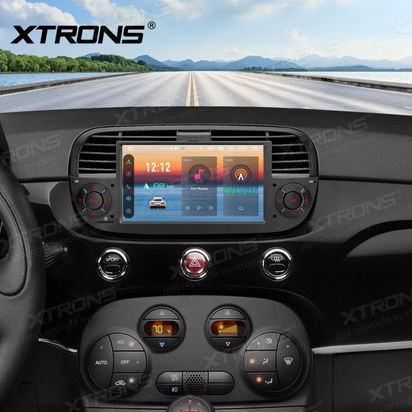 FIAT 500 2007-2015 7" Android 14 Octa-core 4+64GB  Multimedia Player  Radio DSP 4G CarPlay Android auto wireless PX7450FBL